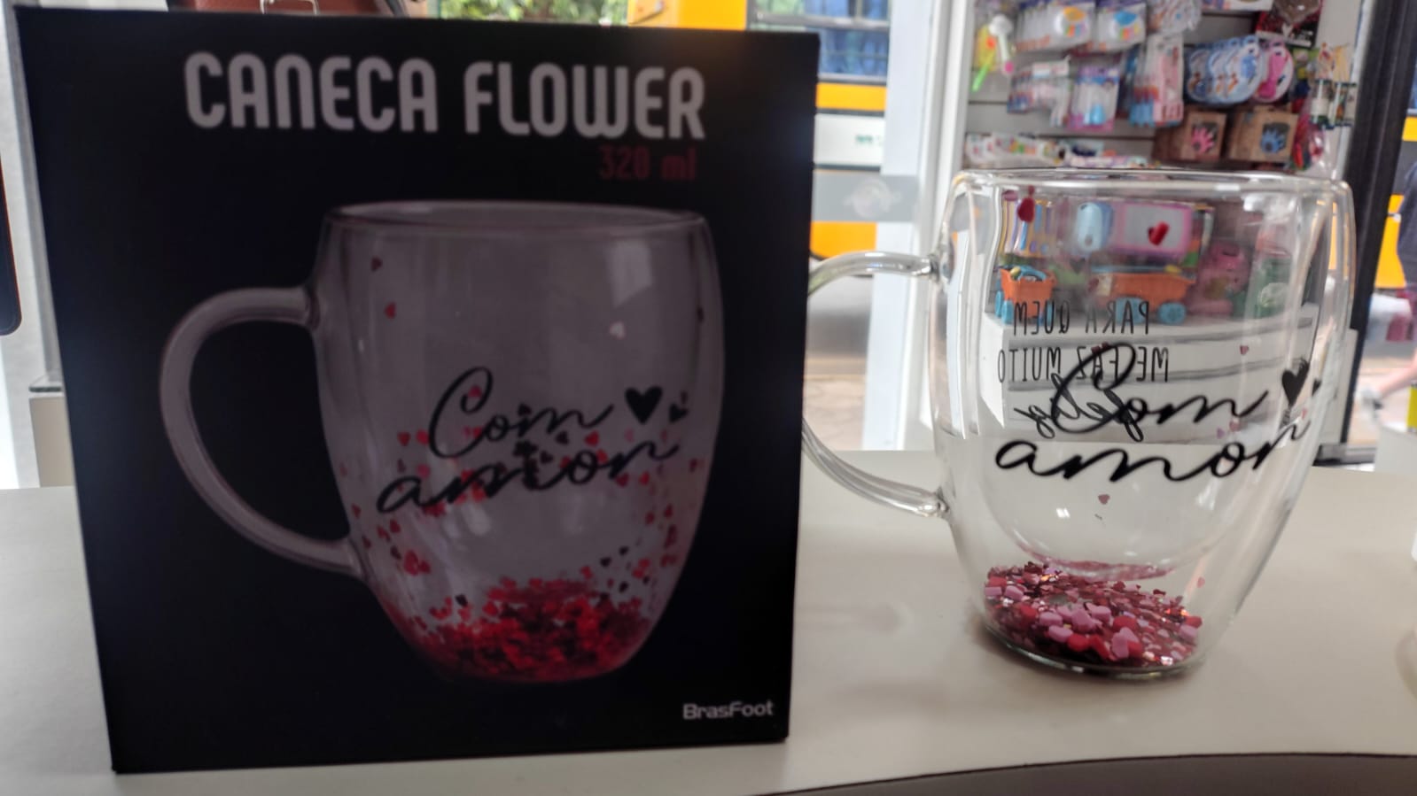 Caneca vidro flower 320ml- Para quem me faz muito feliz