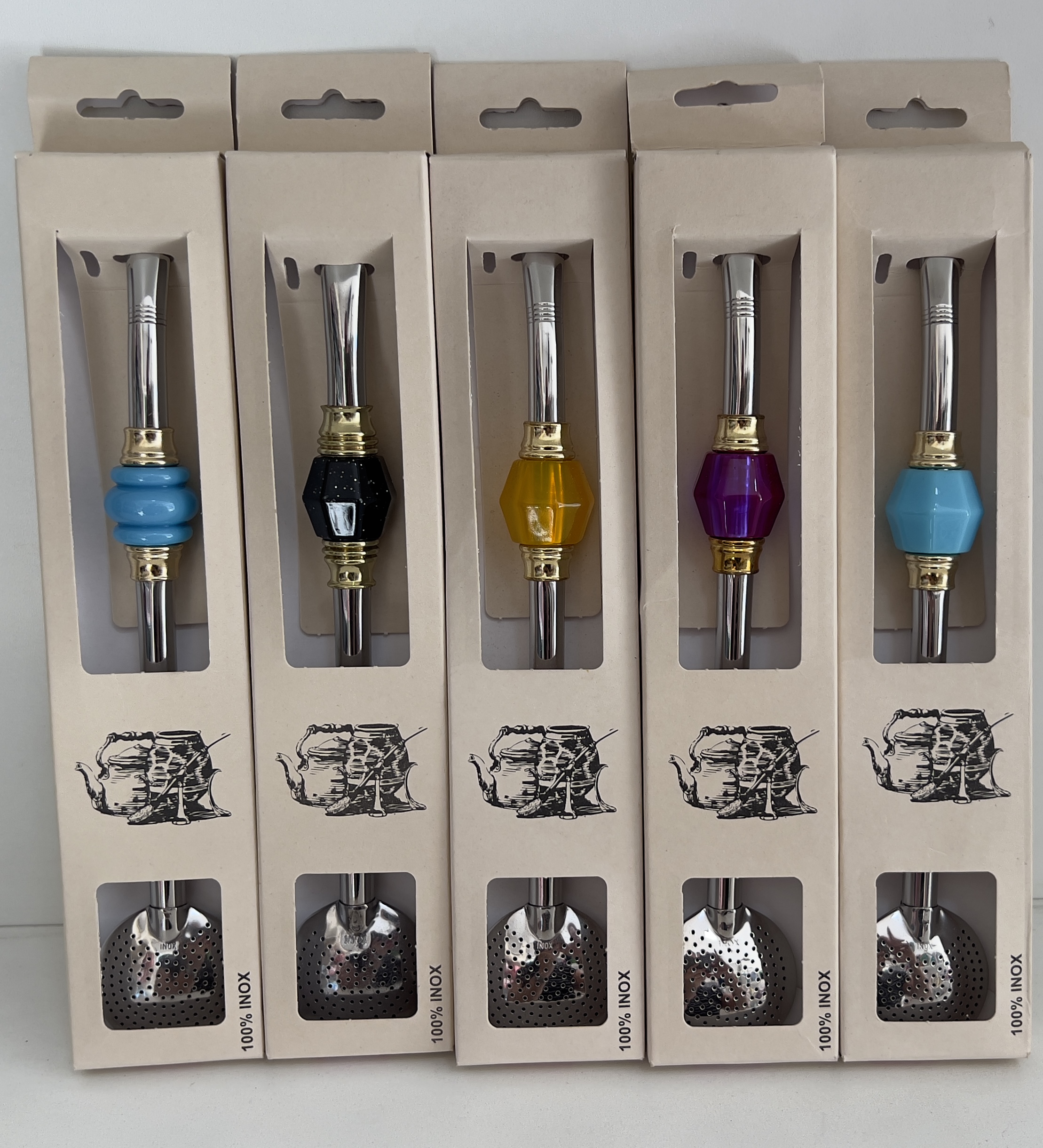 Bomba de inox detalhes dourado
