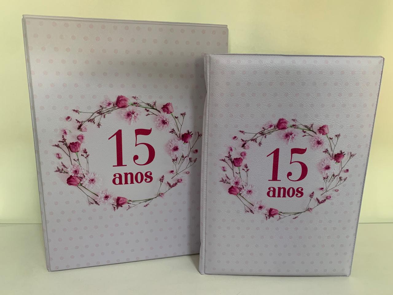 Álbum de 15 Anos, maleta pequena para 100 fotos 15x21