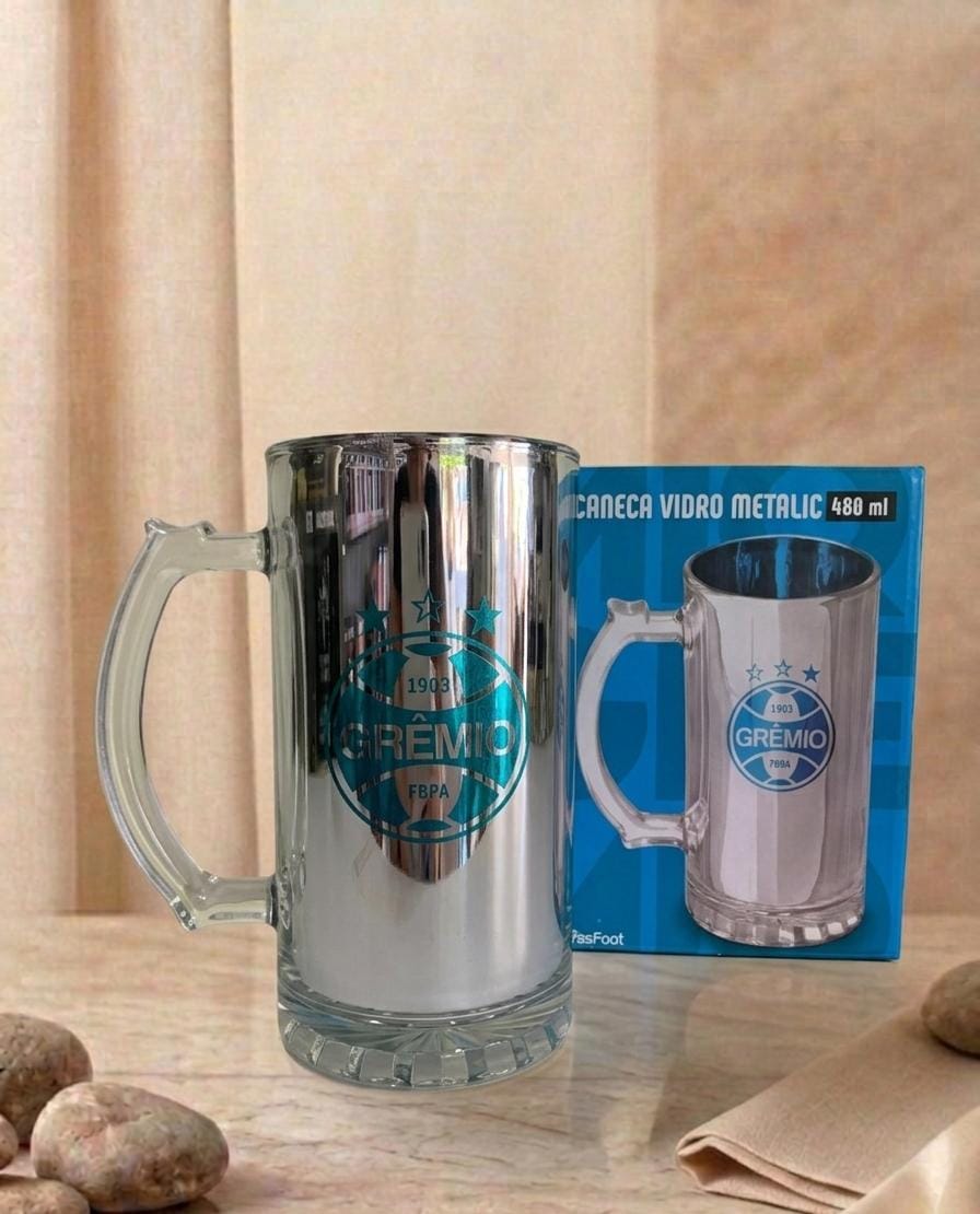 Caneca de Vidro Berlim Metalic