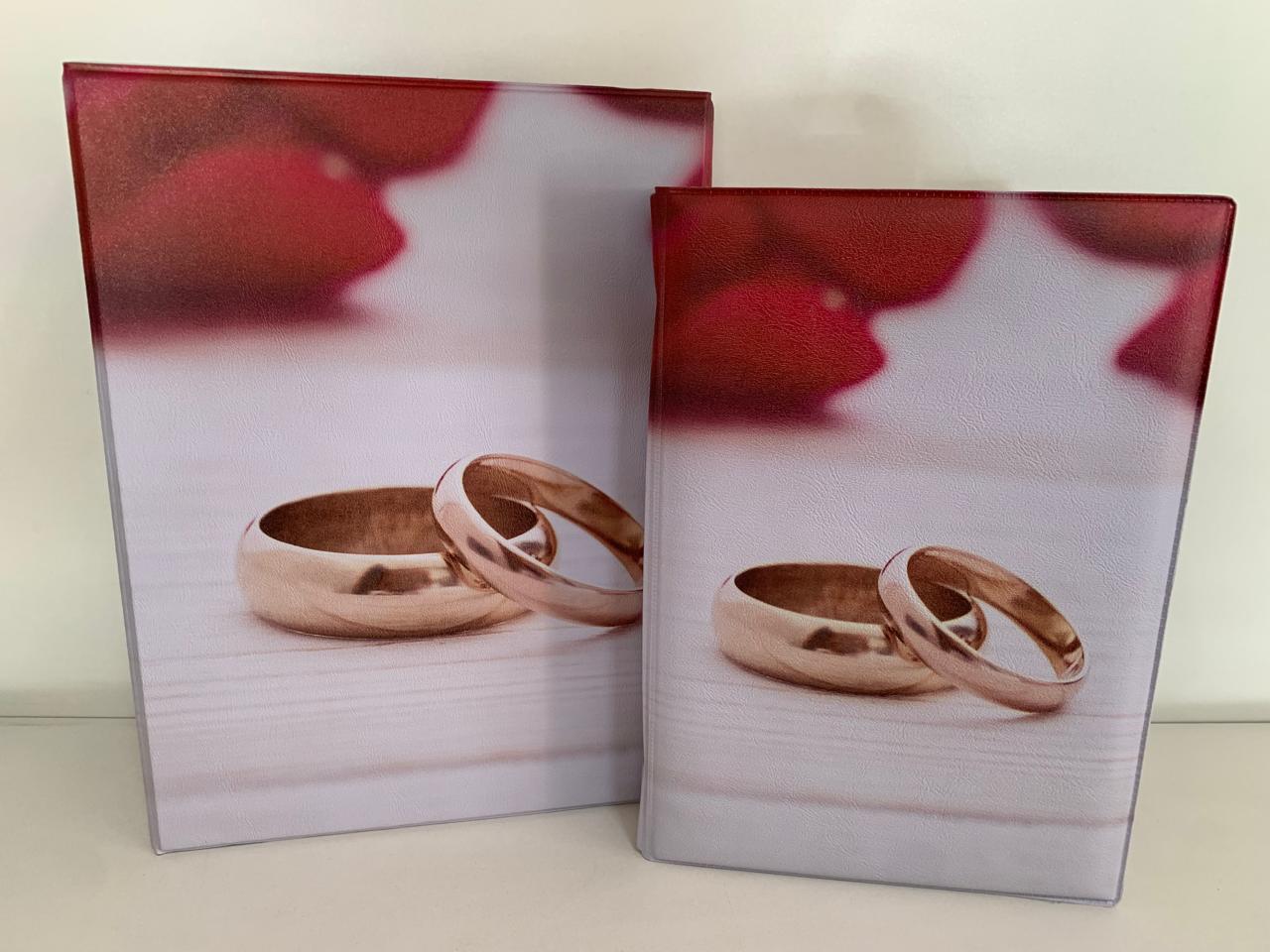 Álbum de Casamento, maleta pequena para 100 fotos 15x21