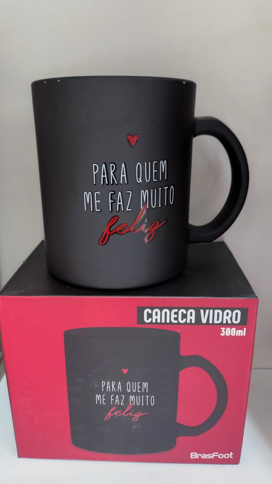 Caneca vidro 300ml- Para quem me faz muito feliz